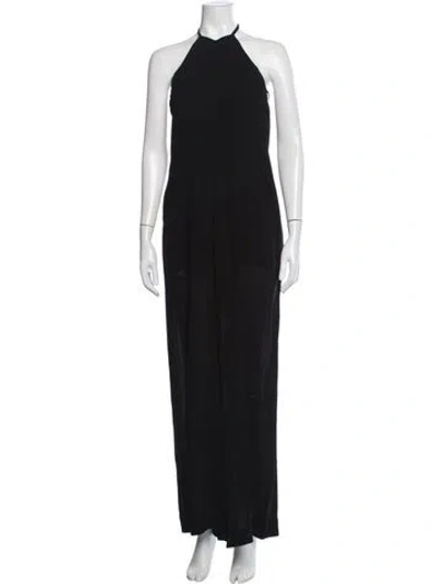 Pre-owned Zimmermann Halterneck Jumpsuit In Black