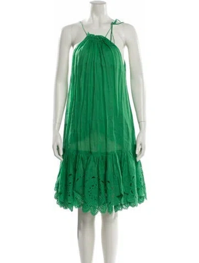Pre-owned Zimmermann Halterneck Knee-length Dress W/ Tags In Green