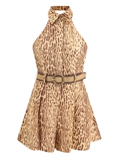 ZIMMERMANN HALTERNECK LEOPARD-PRINT MINI DRESS