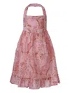 Zimmermann Halterneck Ruffled Dress In Pink