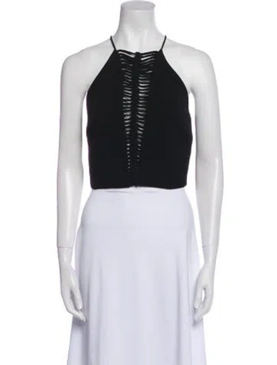 Pre-owned Zimmermann Halterneck Sleeveless Crop Top In Black