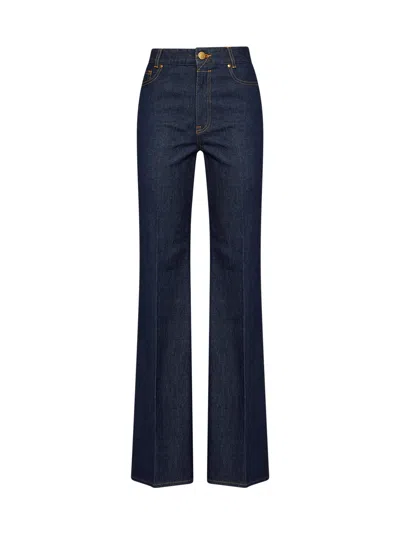 Zimmermann Harbour Blue Stretch Cotton Denim Slim-fit Flared Jeans In Animal Print