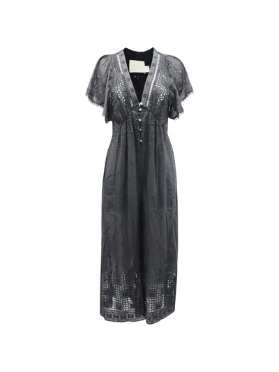 Pre-owned Zimmermann Harlequin Broderie-anglaise Jumpsuit In Grey