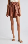 ZIMMERMANN HARMONY BELTED LEATHER SHORTS