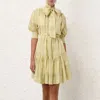 Zimmermann Harmony Check Mini Dress In Yellow
