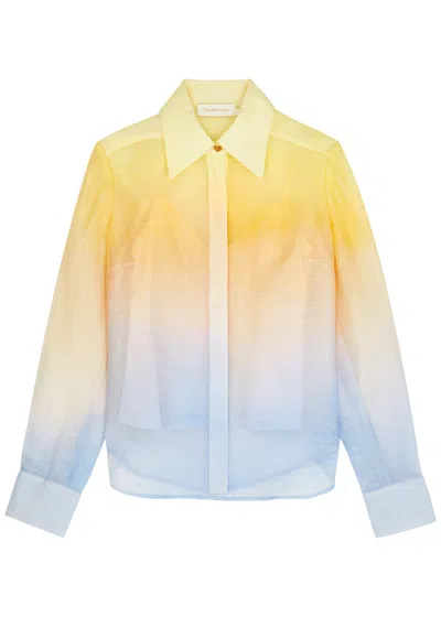 Zimmermann Harmony Dégradé Organza Shirt In Multicolor