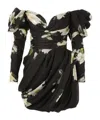 Zimmermann Off-the-shoulder Floral-print Linen And Silk-blend Mini Dress In Black