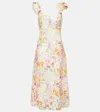 ZIMMERMANN HARMONY FLORAL LINEN MIDI DRESS