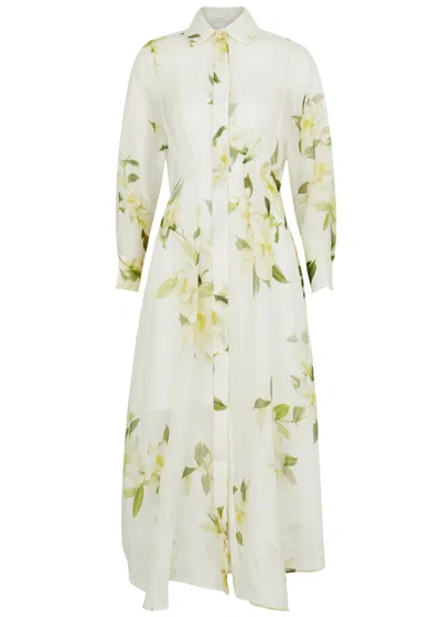 Zimmermann Harmony Floral-print Organza Midi Dress In Cream