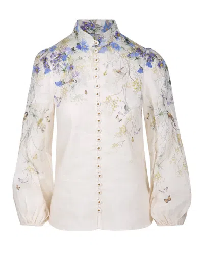 Zimmermann Harmony Floral Long-sleeve Blouse In Multicolor