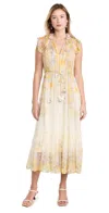 Zimmermann + Net Sustain Natura Appliquéd Belted Floral-print Recycled-crepon Midi Dress In Citrus Garden Print