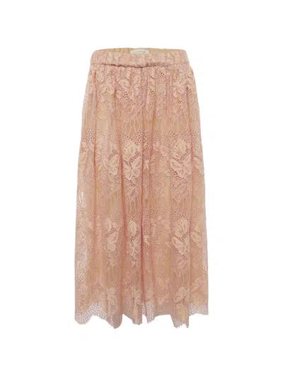 Pre-owned Zimmermann Harmony Lace Midi Skirt In Pink