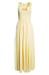 Zimmermann Harmony Pleated Sleeveless Maxi Dress In Yellow