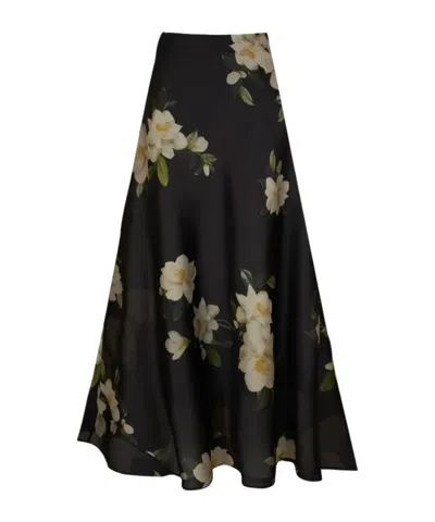Zimmermann Harmony Silk Midi Skirt In Black
