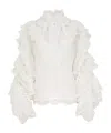 Zimmermann Crush Heart Ruffled Blouse In White