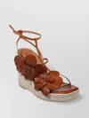 Zimmermann Heel Wedge Sandals Floral Embellishment In Brown