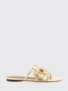 Zimmermann Orchid Flat Sandal Metallic Straps Floral In Gold