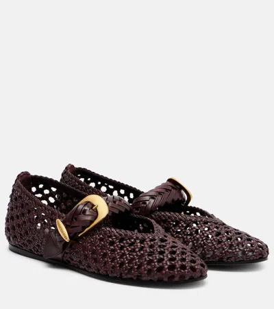 Zimmermann Helix Braided Leather Ballet Flats In Burgundy