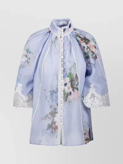 ZIMMERMANN HIGH NECK LACE TRIM BLOUSE DETAIL