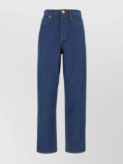 Zimmermann High-rise Wide-leg Jeans Contrast Stitching In Blue