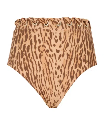 Zimmermann High Waist Bikini Bottoms In Brown