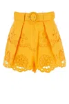 Zimmermann Pop Broderie Anglaise Linen Shorts In Yellow