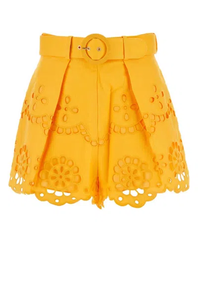 ZIMMERMANN HIGH-WAIST POP EMBROIDERED BELTED SHORTS