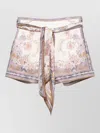 Zimmermann Womens Cream Blue Paisley Luna Scarf-tie Linen Shorts In Neutral