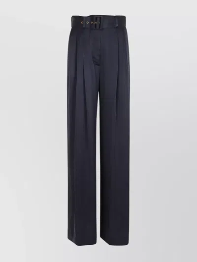 Zimmermann High Waist Silk Wide Leg Trousers In Black