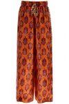 Zimmermann High Waist Wide Leg Ikat Print Silk Pants Orange Women