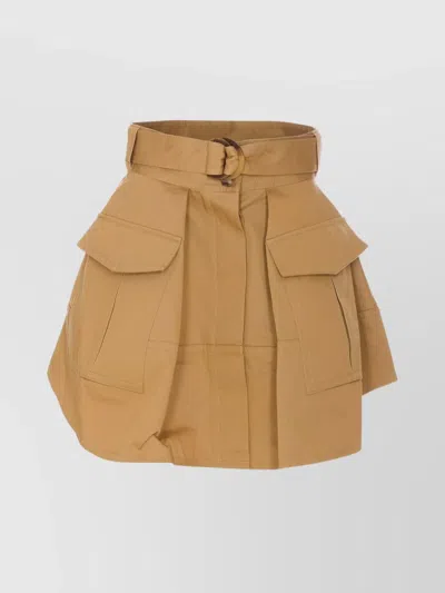 ZIMMERMANN HIGH-WAISTED A-LINE SKIRT BELTED WAIST