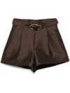 Zimmermann Illuminate Belted Pleated Wool And Silk-blend Shorts In Brown