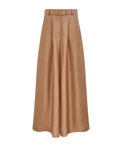 Zimmermann High Waisted Flare Pant In Brown