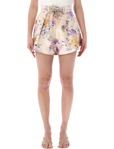 ZIMMERMANN HIGH WAISTED PLEATED SETA SHORTS