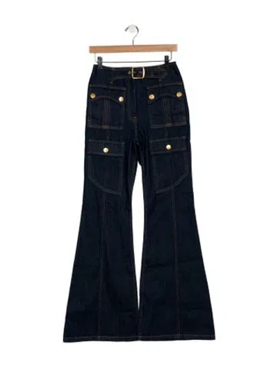 Pre-owned Zimmermann High-rise Flared Jeans In Blue