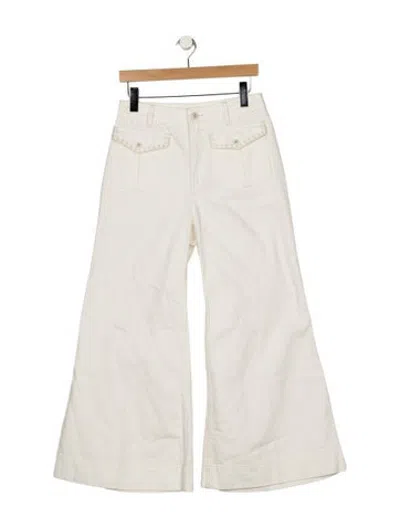 Pre-owned Zimmermann High-rise Flared Jeans In White