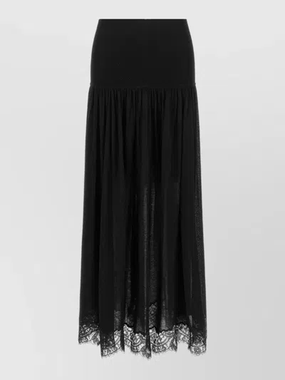 Zimmermann High-rise Ribbed-knit Lace Maxi Skirt