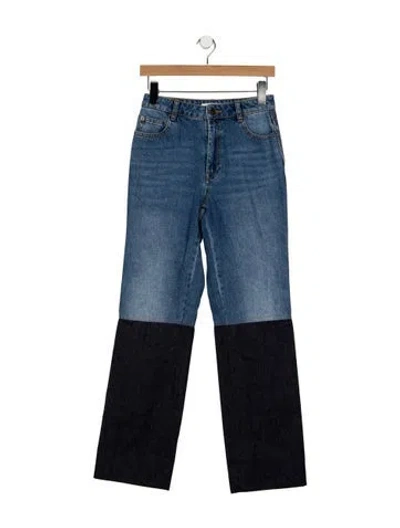 Pre-owned Zimmermann High-rise Straight Leg Jeans In Blue