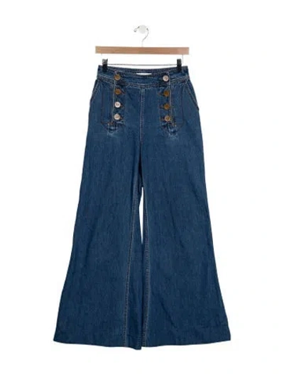 Pre-owned Zimmermann High-rise Wide Leg Jeans In Blue