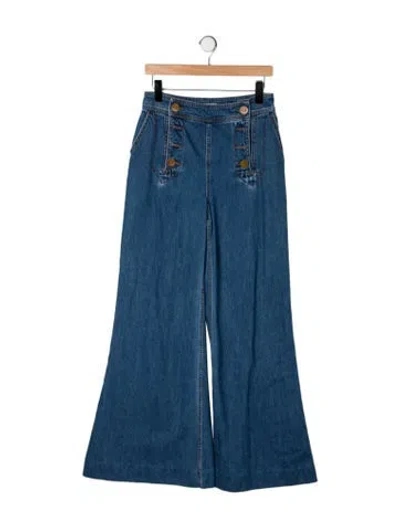 Pre-owned Zimmermann High-rise Wide Leg Jeans In Blue