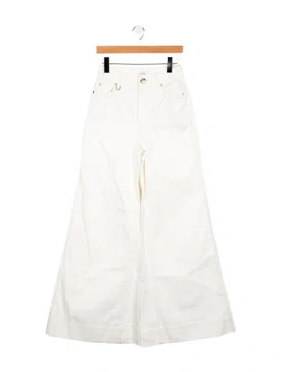 Pre-owned Zimmermann High-rise Wide Leg Jeans In White