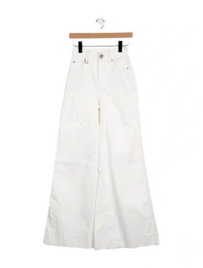 Pre-owned Zimmermann High-rise Wide Leg Jeans In White