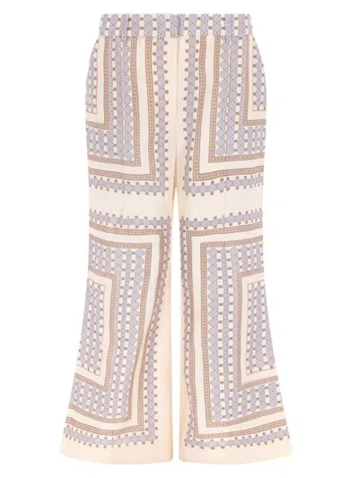 Zimmermann High-waisted Linen Bell Bottom Trousers In Beige