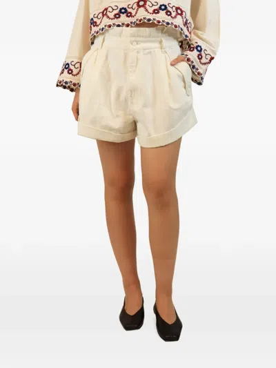 Pre-owned Zimmermann High-waisted Pleated Shorts In Neutrals