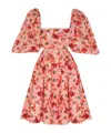 Zimmermann Lightburst Pleated Cutout Floral-print Linen Mini Dress In Pink