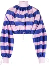 Zimmermann Horizontal-stripe Print Drawstring Blouse In Pink