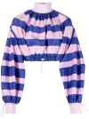 Zimmermann Horizontal-stripe Print Drawstring Blouse In Purple