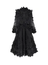 Zimmermann Hypnotic Applique Silk Organza Gown In Black
