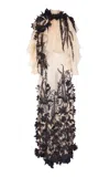 Zimmermann Hypnotic Applique Silk Gown In Black,white