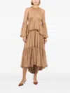 Zimmermann Hypnotic Peplum Long Sleeve Flutter Dress In Neutral